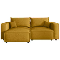 ECKSOFA Senfgelb Webstoff Zierkissen, Rückenkissen, Rücken echt  - Senfgelb/Schwarz, MODERN, Kunststoff/Textil (153/250cm) - Xora