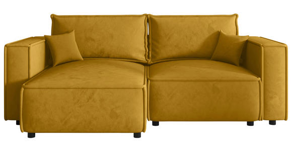 ECKSOFA Senfgelb Webstoff Zierkissen, Rückenkissen, Rücken echt  - Senfgelb/Schwarz, MODERN, Kunststoff/Textil (153/250cm) - Xora