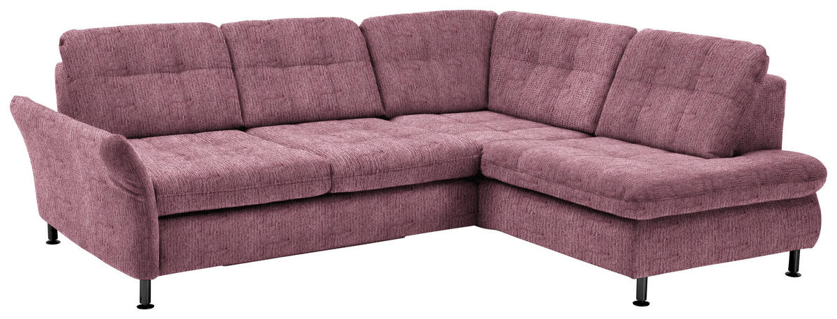 ECKSOFA in Webstoff Rot  242/210 cm  - Rot/Schwarz, KONVENTIONELL, Textil/Metall (242/210cm) - Beldomo Style