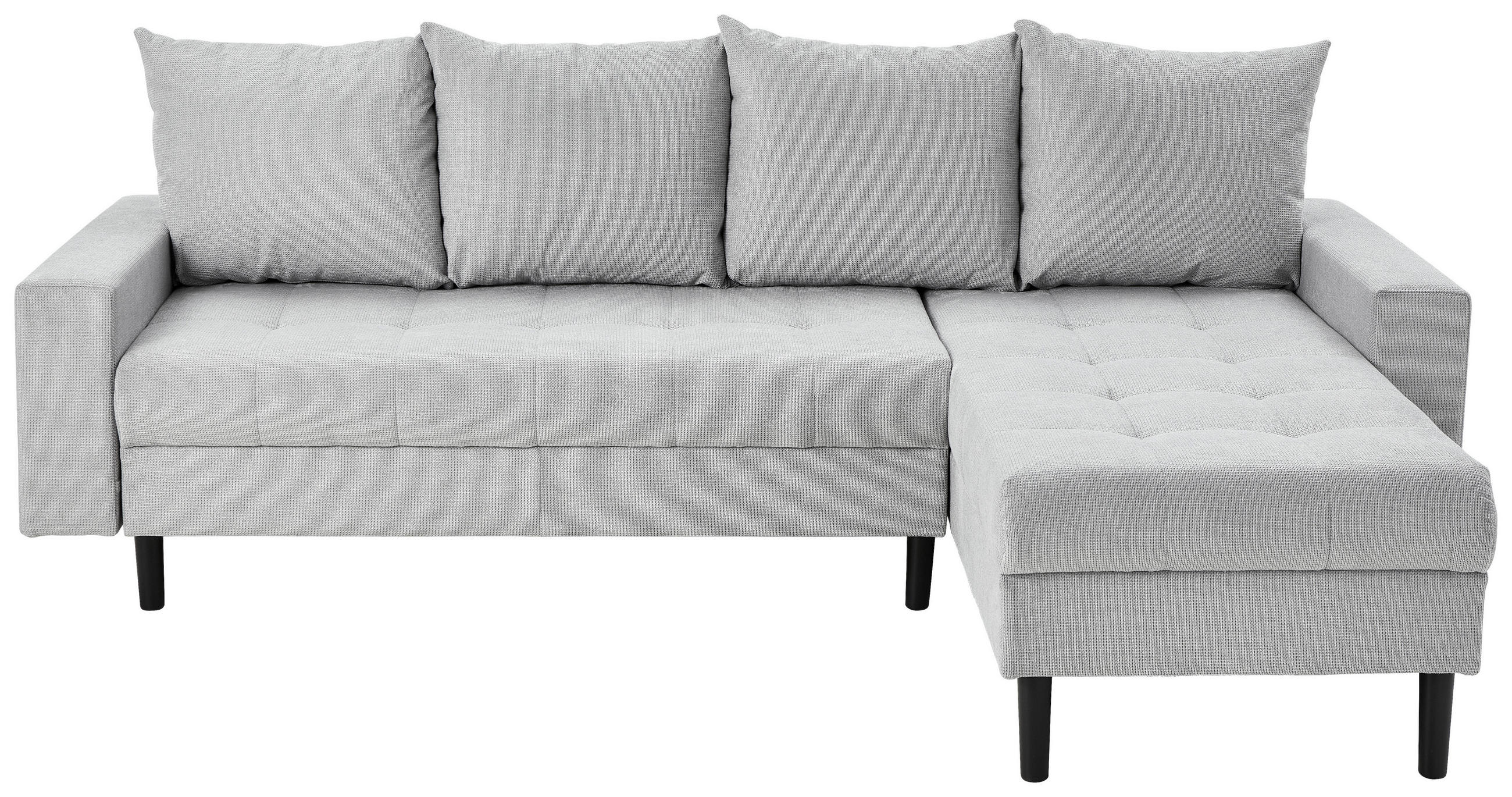 ECKSOFA in Webstoff Hellgrau  231/157 cm  - Hellgrau/Schwarz, KONVENTIONELL, Kunststoff/Textil (231/157cm) - P & B
