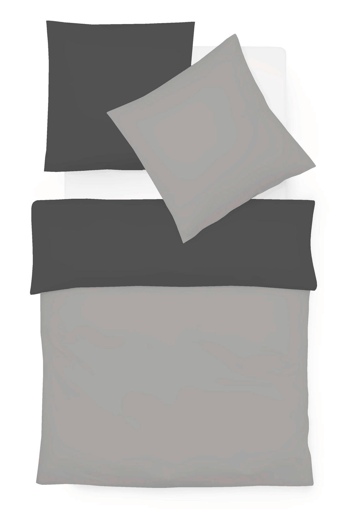 BETTWÄSCHE Black Premium Jersey Interlock-Jersey 155/200 cm  - Dunkelgrau/Grau, Basics, Textil (155/200cm) - Fleuresse