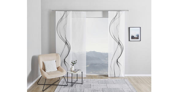 FLÄCHENVORHANG in Grau, Weiß halbtransparent - Weiß/Grau, Design, Textil (60/245cm) - Novel