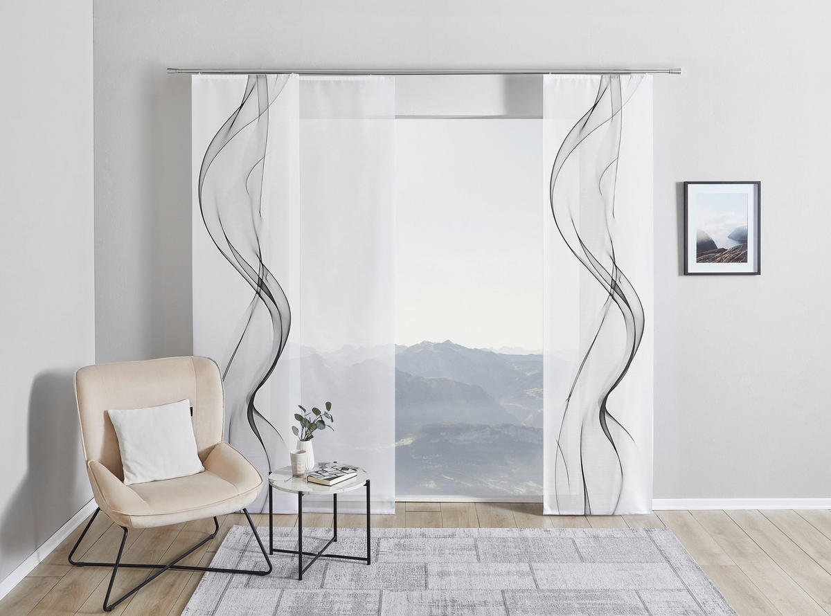 FLÄCHENVORHANG in Grau, Weiß halbtransparent  - Weiß/Grau, Design, Textil (60/245cm) - Novel