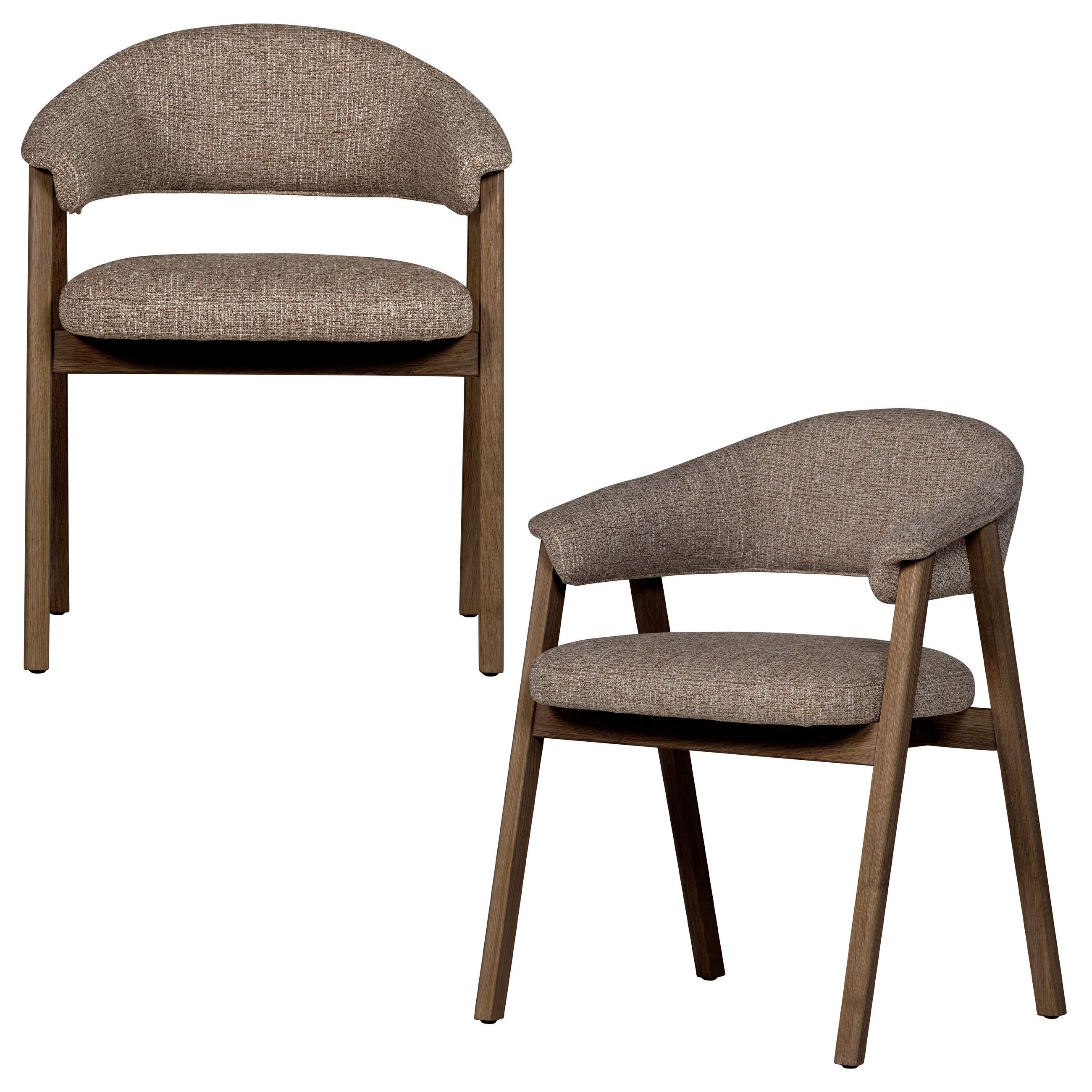 ARMLEHNSTUHL-SET 2 Stück  in Webstoff  - Braun, MODERN, Holz/Textil (60/77/60cm) - Livetastic