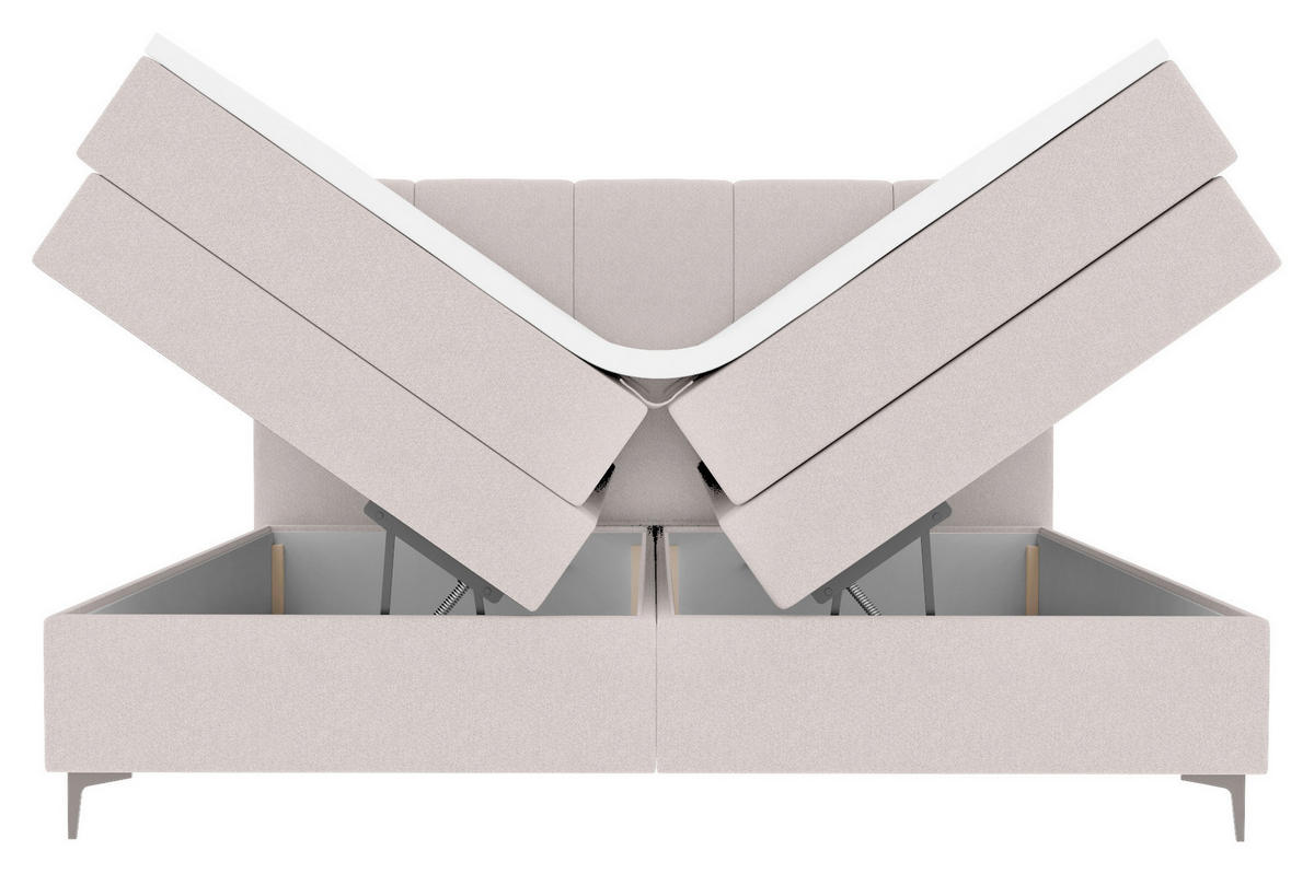 BOXSPRINGBETT 180/200 cm  in Greige  - Greige/Schwarz, KONVENTIONELL, Textil/Metall (180/200cm) - Boxxx