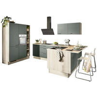 ECKKÜCHE XO 10  in Grün, Tannenholzfarben  - Tannenholzfarben/Schwarz, Design, Holzwerkstoff/Metall (150/280/121,6cm) - Xora
