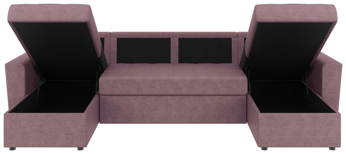 WOHNLANDSCHAFT TERMOLI Rosa Jacquard  - Schwarz/Rosa, Design, Kunststoff/Textil (155/296/155cm) - MID.YOU