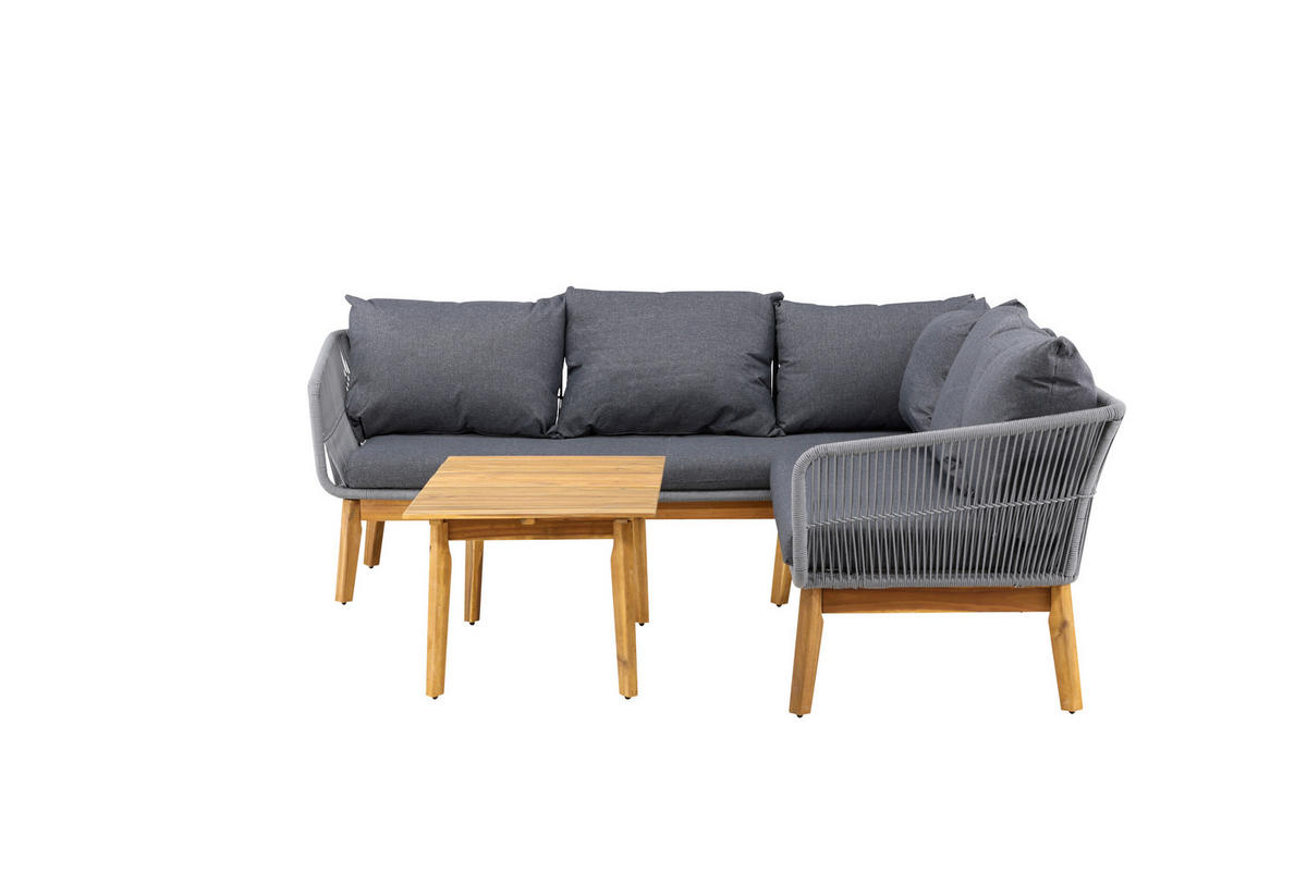 LOUNGEGARNITUR 2-teilig  210/160 cm  Akazie Aluminium  - Dunkelgrau/Grau, KONVENTIONELL, Holz/Kunststoff (210/160cm) - Gardenson