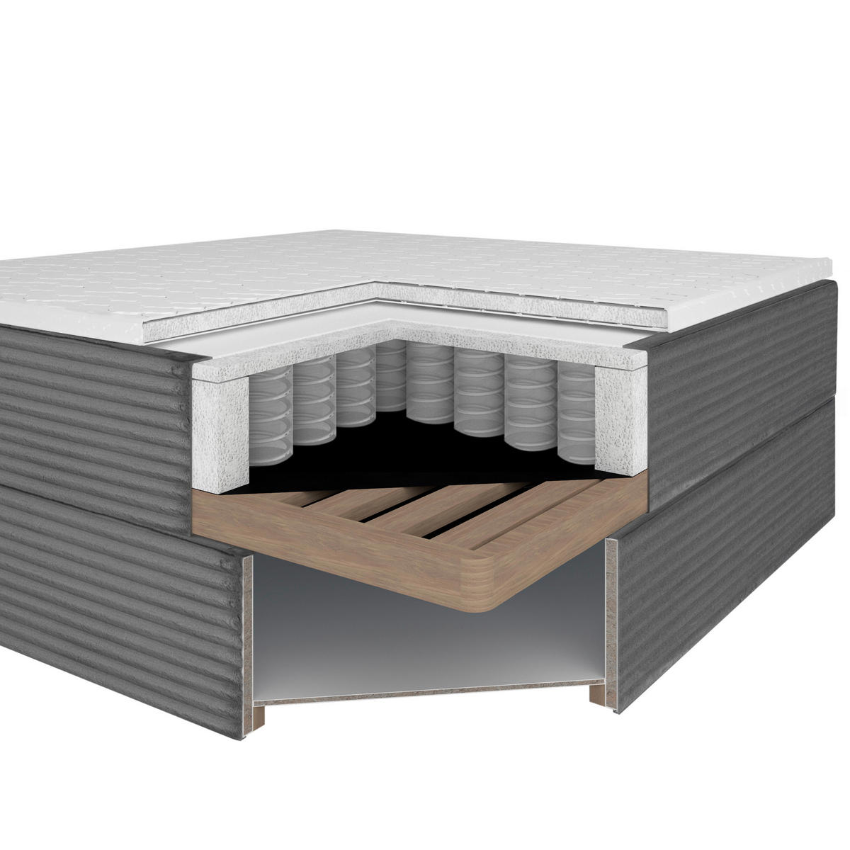 BOXBETT 140/200 cm  in Grau  - Schwarz/Grau, Trend, Kunststoff/Textil (140/200cm) - Boxxx