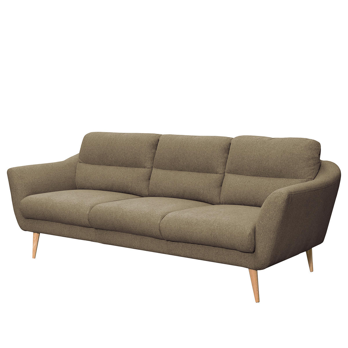 3-SITZER-SOFA Webstoff Braun  - Buchefarben/Braun, Design, Holz/Textil (209/87/88cm) - Livetastic