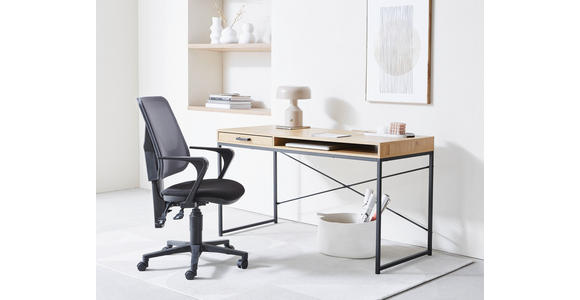 SCHREIBTISCH 140/58/76 cm  in Wildeiche  - Wildeiche/Schwarz, MODERN, Holzwerkstoff/Metall (140/58/76cm) - Carryhome