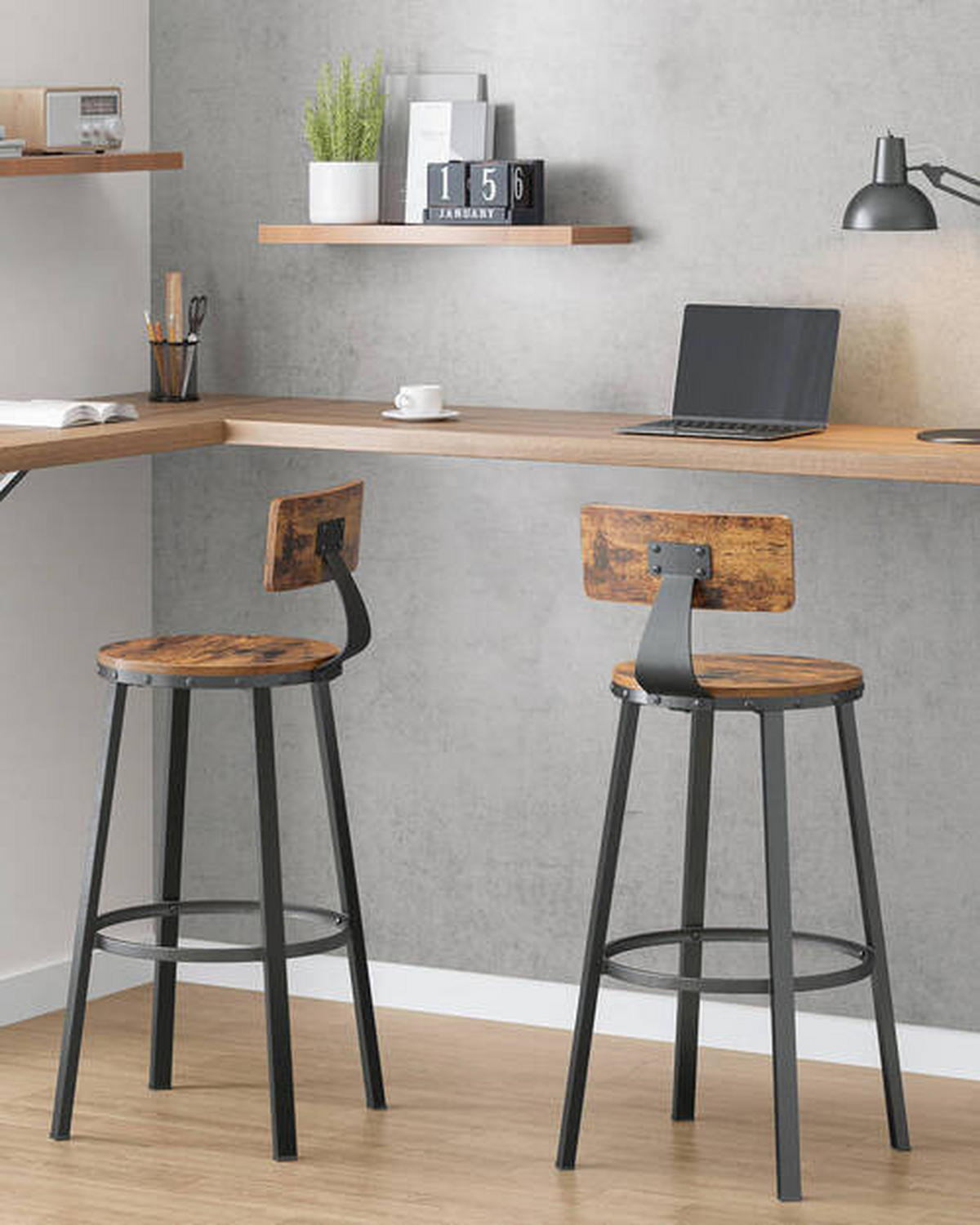 BARHOCKER-SET in Braun, Schwarz  - Schwarz/Braun, Natur, Holzwerkstoff/Metall (54/99/54cm) - Boxxx