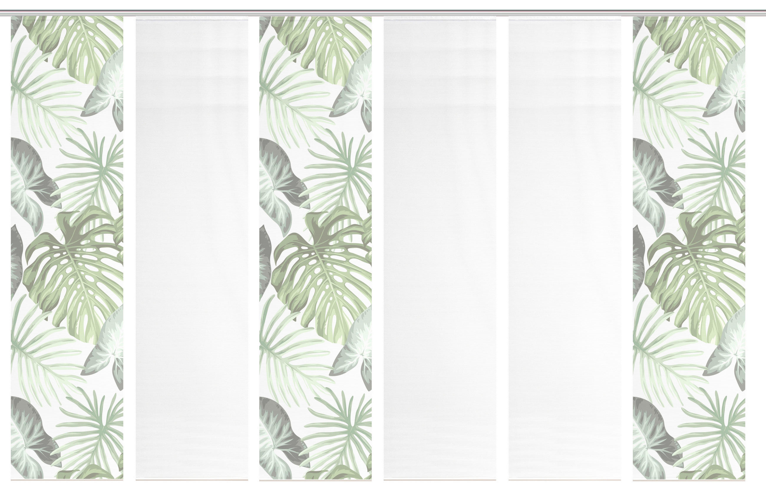 FLÄCHENVORHANG  6 Stück  blickdicht  60/260 cm   - Weiß/Grün, Natur, Textil (60/260cm)