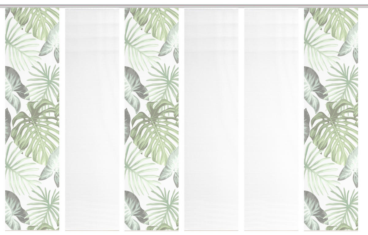 FLÄCHENVORHANG  6 Stück  blickdicht  60/260 cm   - Weiß/Grün, Natur, Textil (60/260cm)