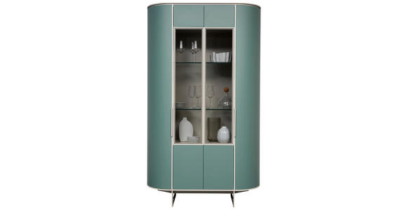 VITRINE in Türkis, Beige - Türkis/Beige, Design, Glas/Holzwerkstoff (120/205/45cm) - Ambiente