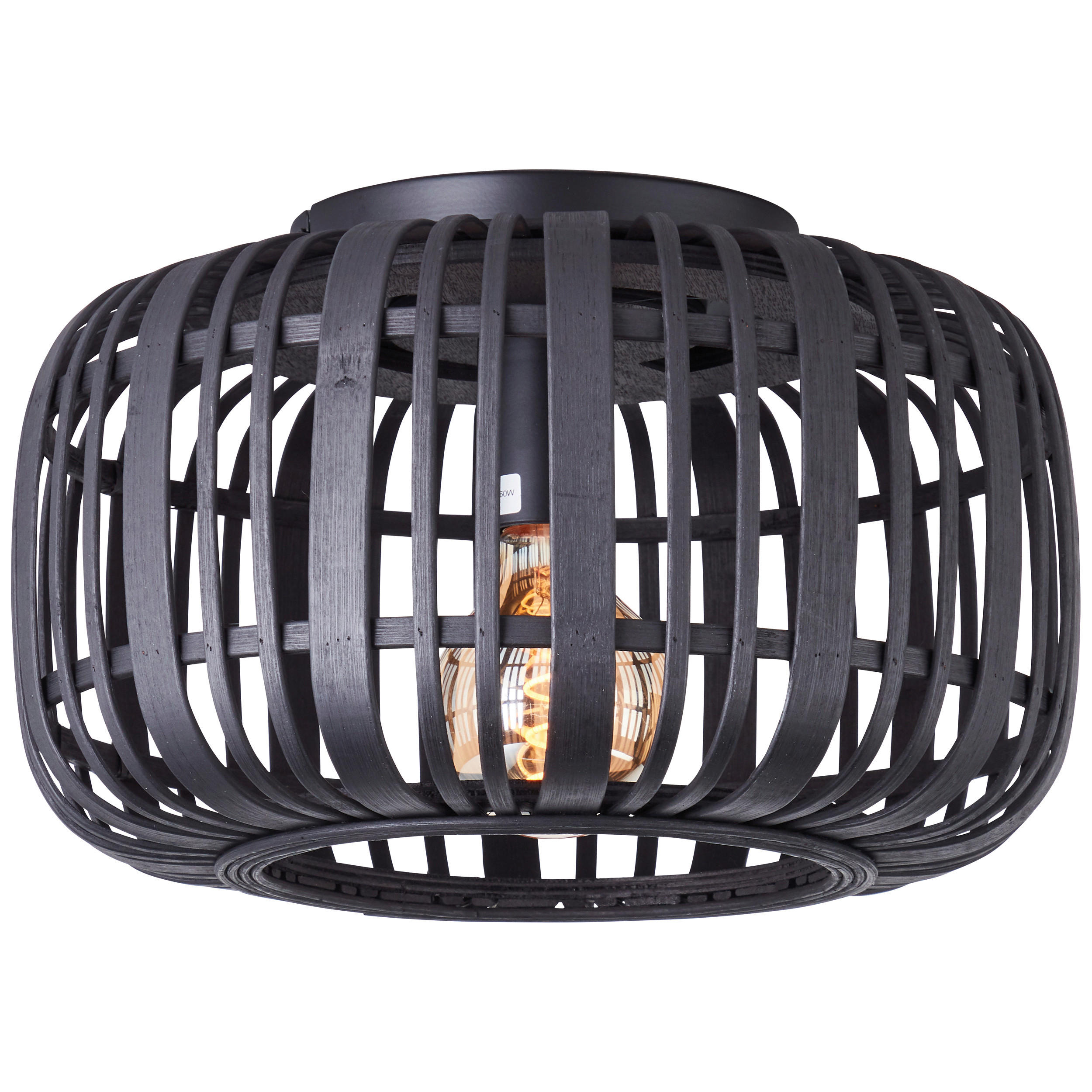 DECKENLEUCHTE Woodrow 32/22 cm   - Schwarz, Natur, Holz/Metall (32/22cm) - Brilliant