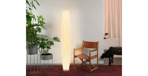 LED-STEHLEUCHTE 30/155 cm - Weiß/Nickelfarben, LIFESTYLE, Kunststoff/Metall (30/155cm) - Dieter Knoll