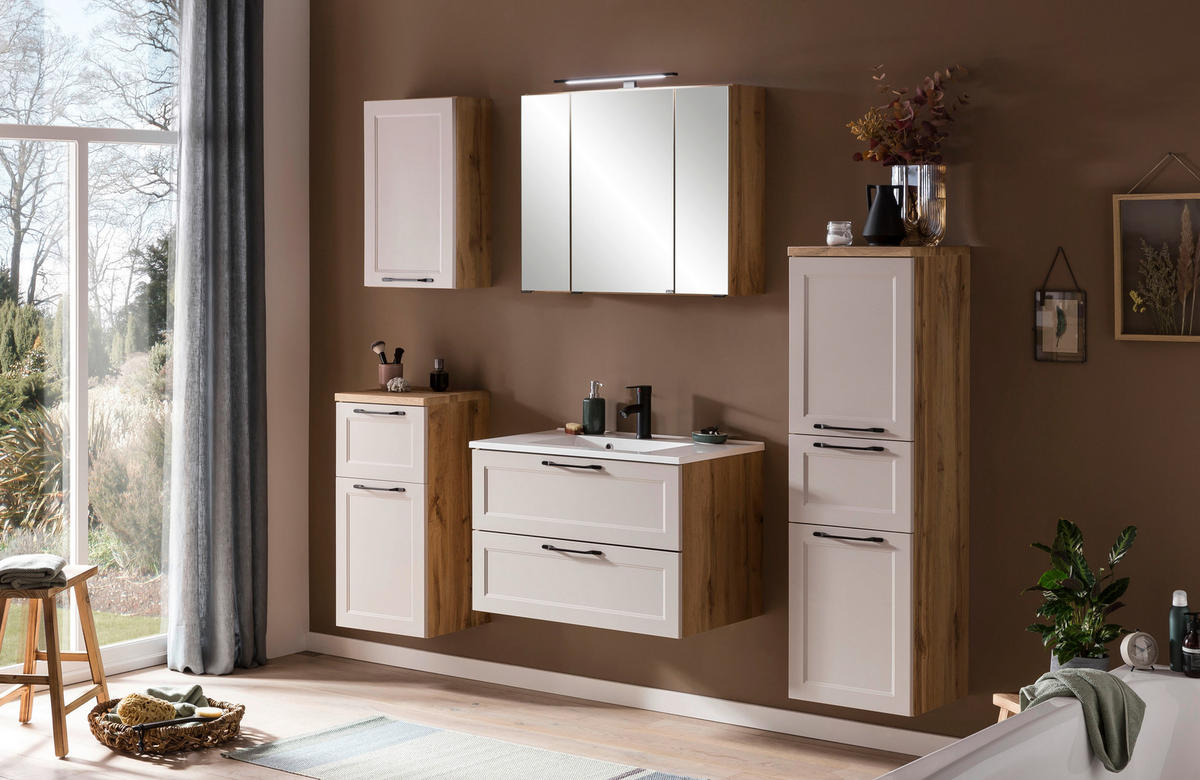 MIDISCHRANK 40/130/35 cm  - Kaschmir/Eiche Wotan, ROMANTIK / LANDHAUS, Holzwerkstoff/Kunststoff (40/130/35cm) - Xora