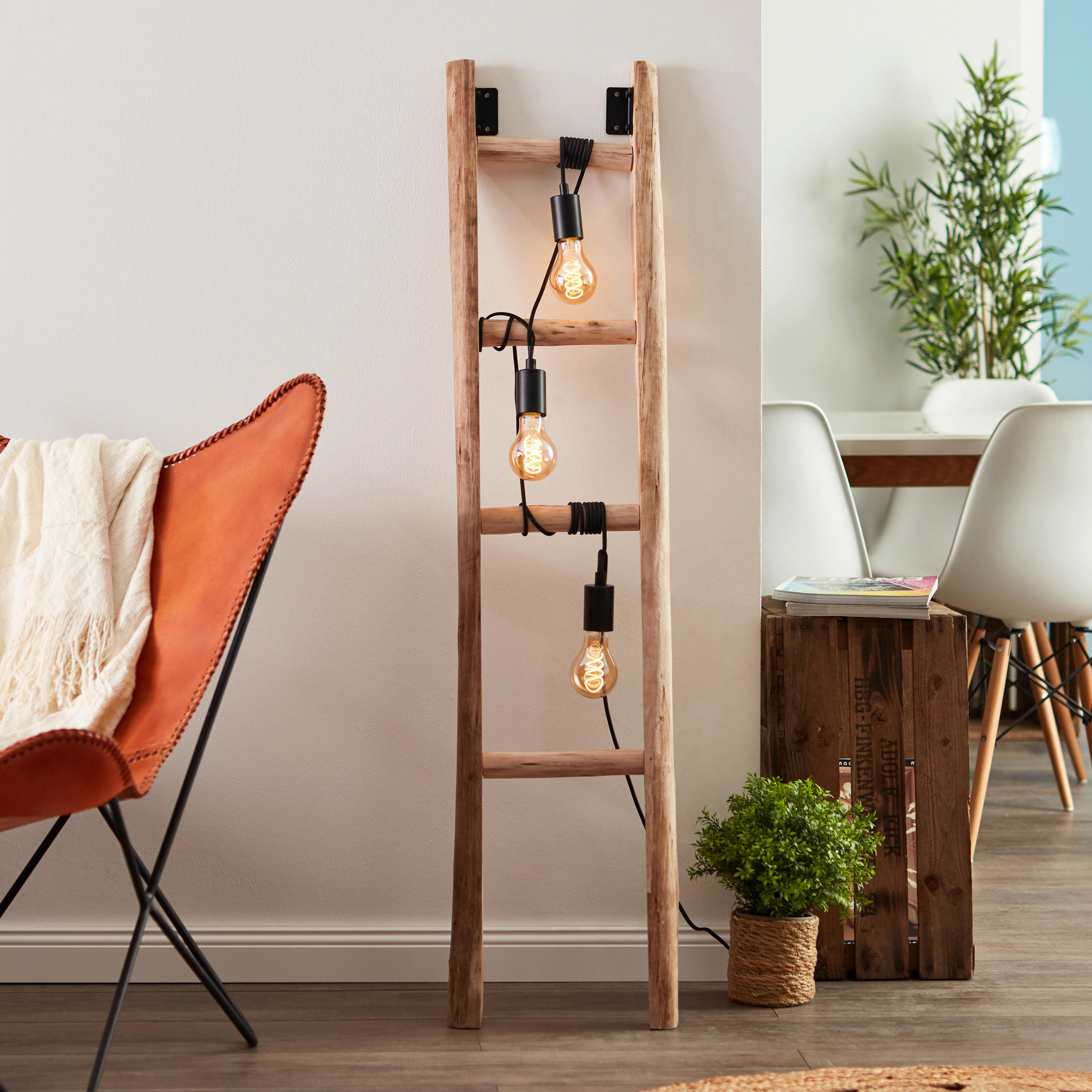 STEHLEUCHTE  32/157,5/32 cm   - Schwarz/Braun, LIFESTYLE, Holz/Metall (32/157,5/32cm) - Brilliant