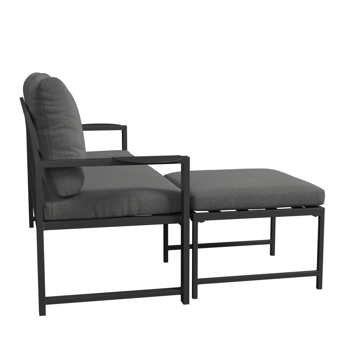 LOUNGEGARNITUR 2-teilig   191,5/81/67 cm Stahl  - Dunkelgrau, MODERN, Textil/Metall (191,5/81/67cm) - Ambia Garden