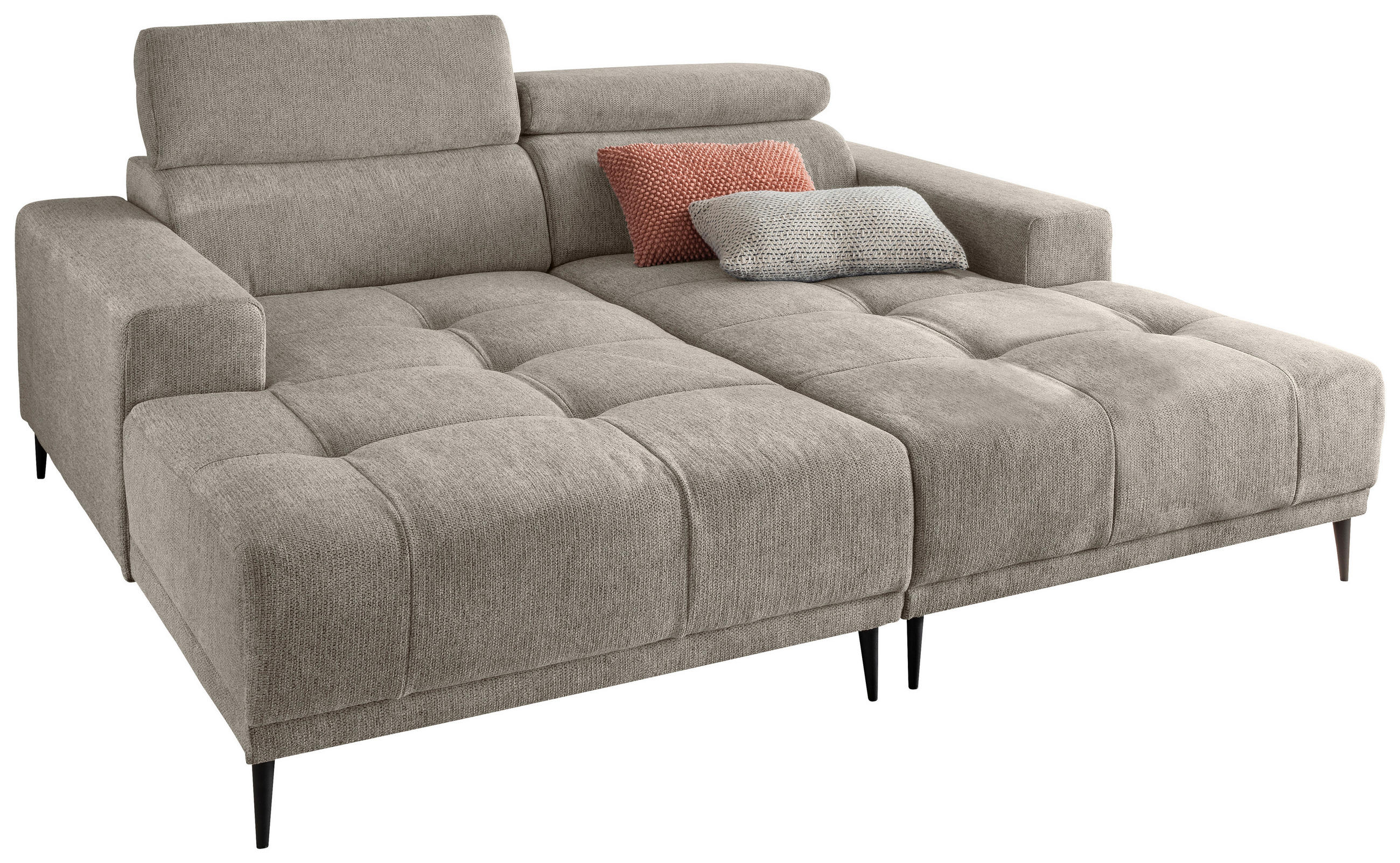 ECKSOFA  Beige Chenille  - Beige/Schwarz, KONVENTIONELL, Textil/Metall (200/188cm) - Livetastic