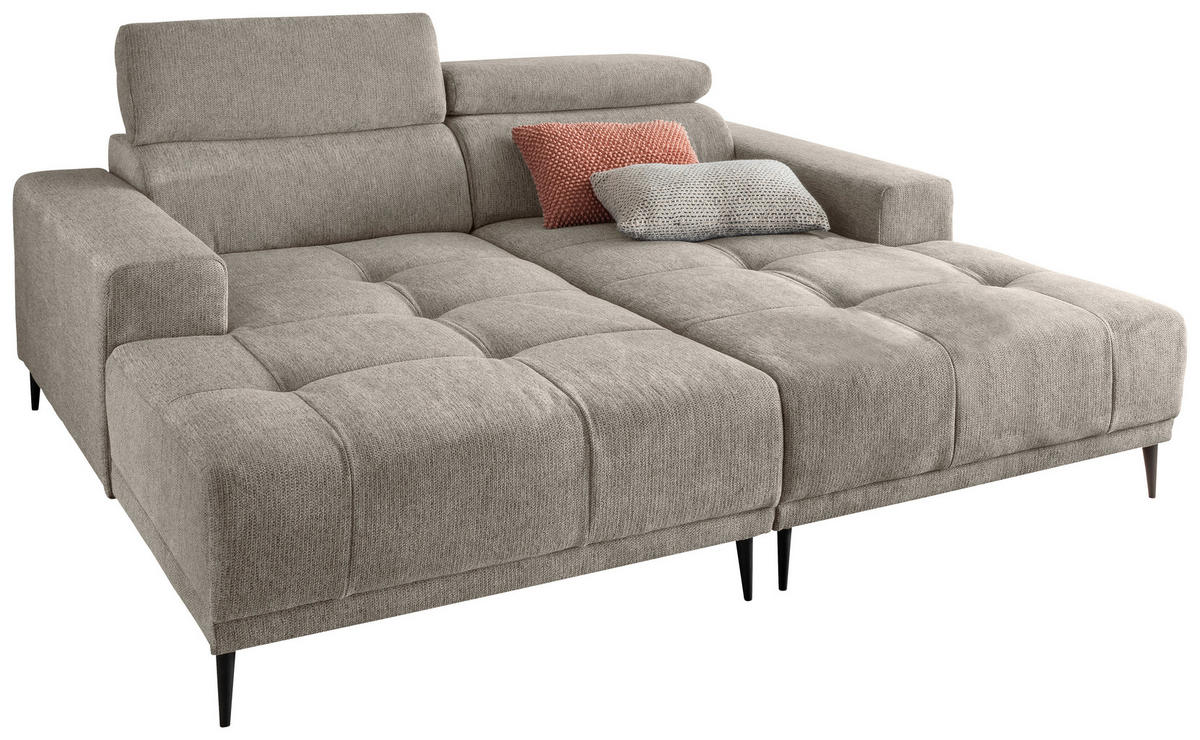 ECKSOFA in Chenille Beige  200/188 cm  - Beige/Schwarz, KONVENTIONELL, Textil/Metall (200/188cm) - Livetastic