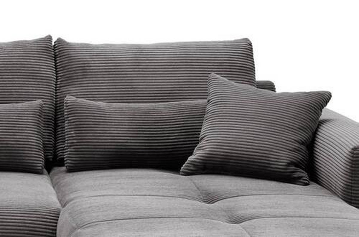 ECKSOFA Grau Cord  - Chromfarben/Grau, MODERN, Holz/Textil (302/188cm) - MID.YOU
