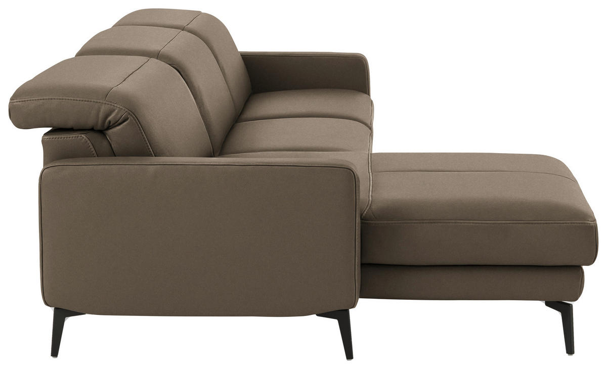 ECKSOFA  Echtleder Taupe  - Taupe/Schwarz, Design, Leder/Metall (179/323cm) - Dieter Knoll