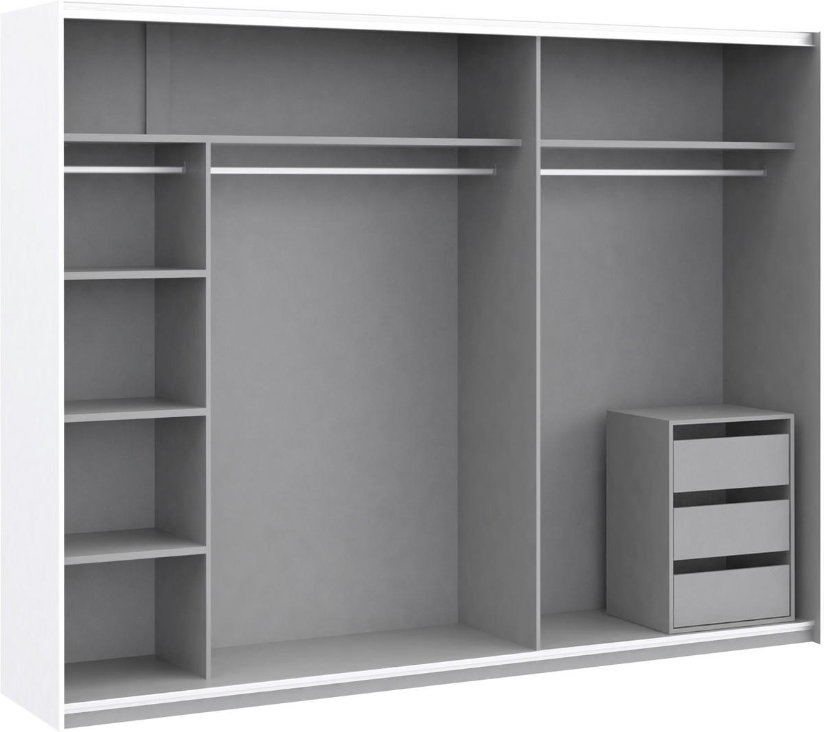 DULAP CU UȘI CULISANTE in alb  - argintiu/alb, Design, metal/material pe bază de lemn (270/210/61cm) - Ti'me