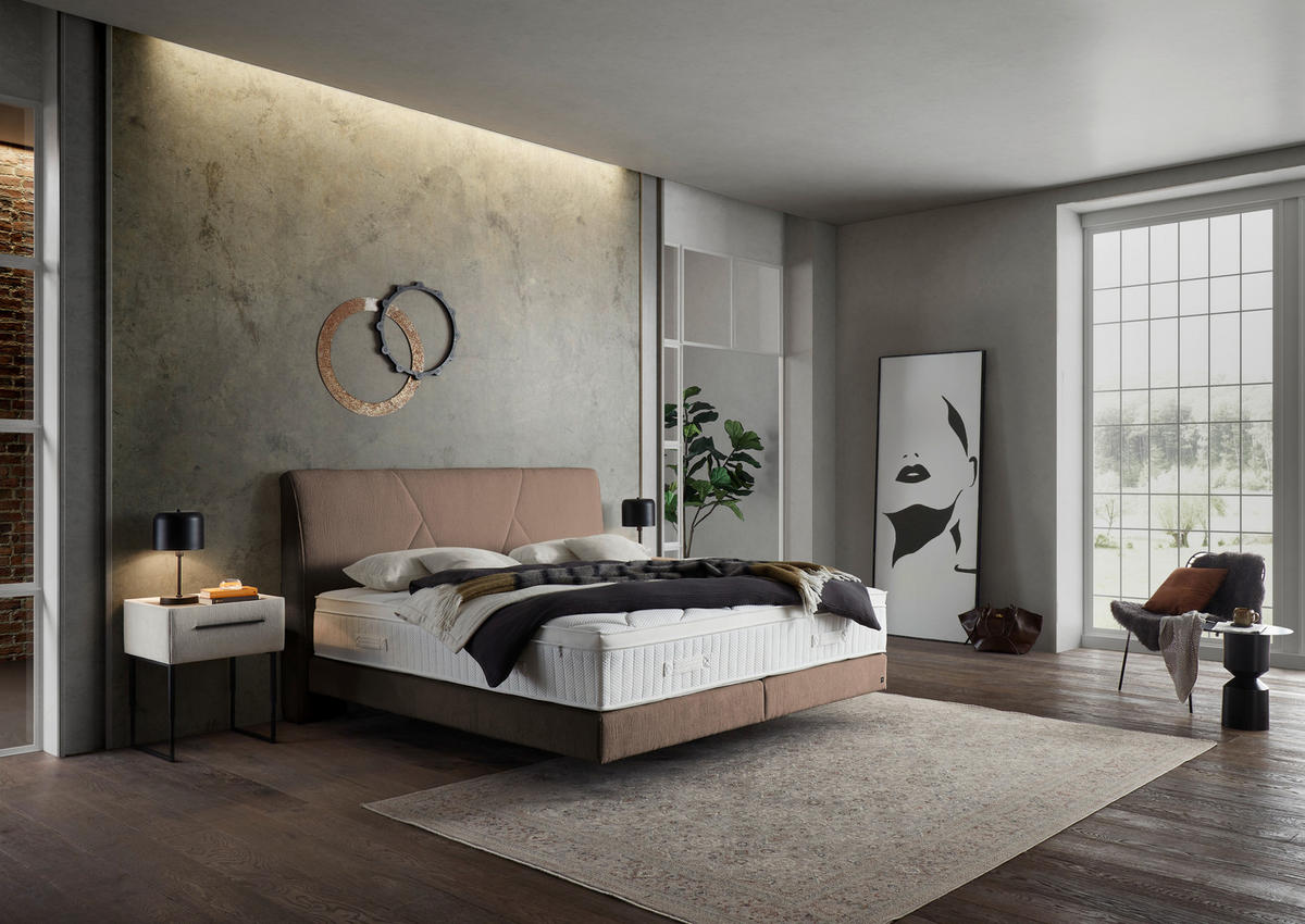 BOXSPRINGBETT 160/200 cm,  in Schlammfarben, Topper, Matratzen, H3 + H3 = fest  - Schlammfarben/Schwarz, Design, Kunststoff/Textil (160/200cm) - Dieter Knoll