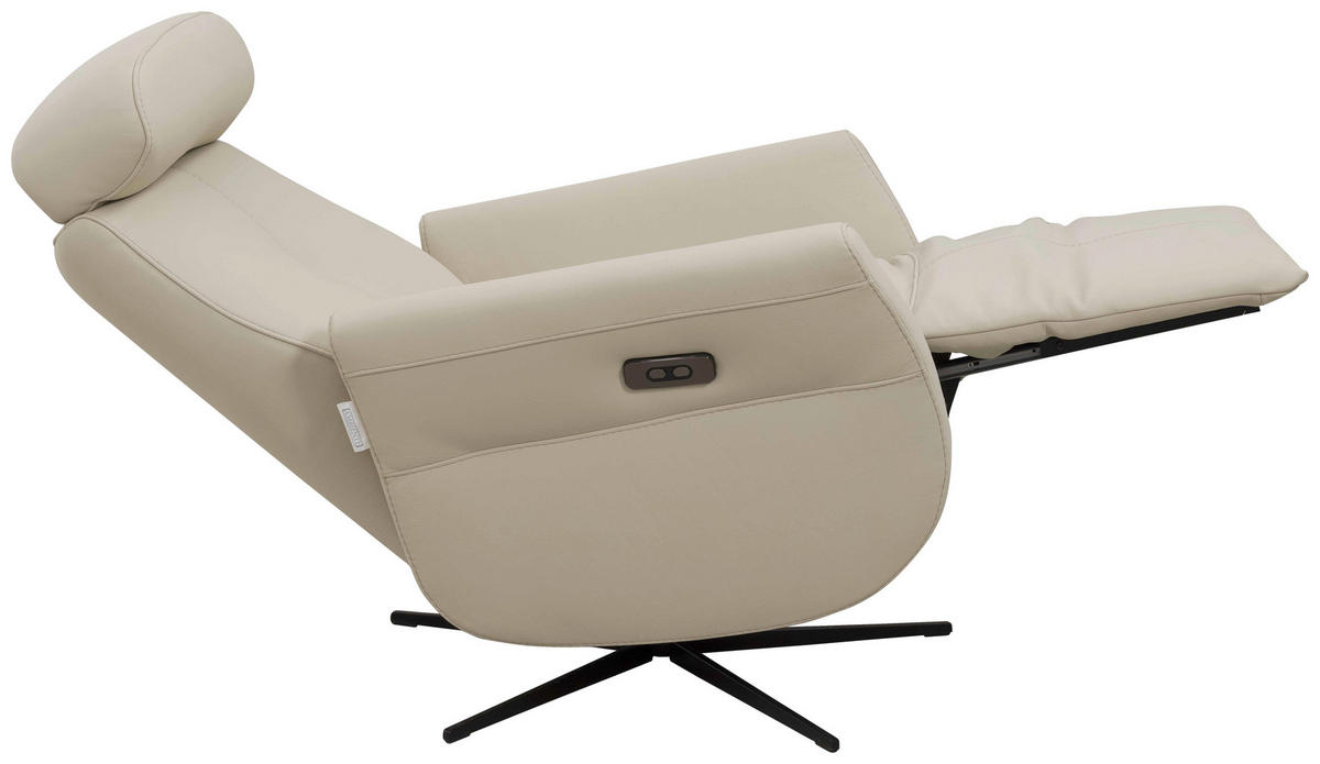 RELAXSESSEL Artù Echtleder Relaxfunktion, Kopfteilverstellung, Rücken echt    - Creme, Design, Leder (71/110/80cm) - Novel