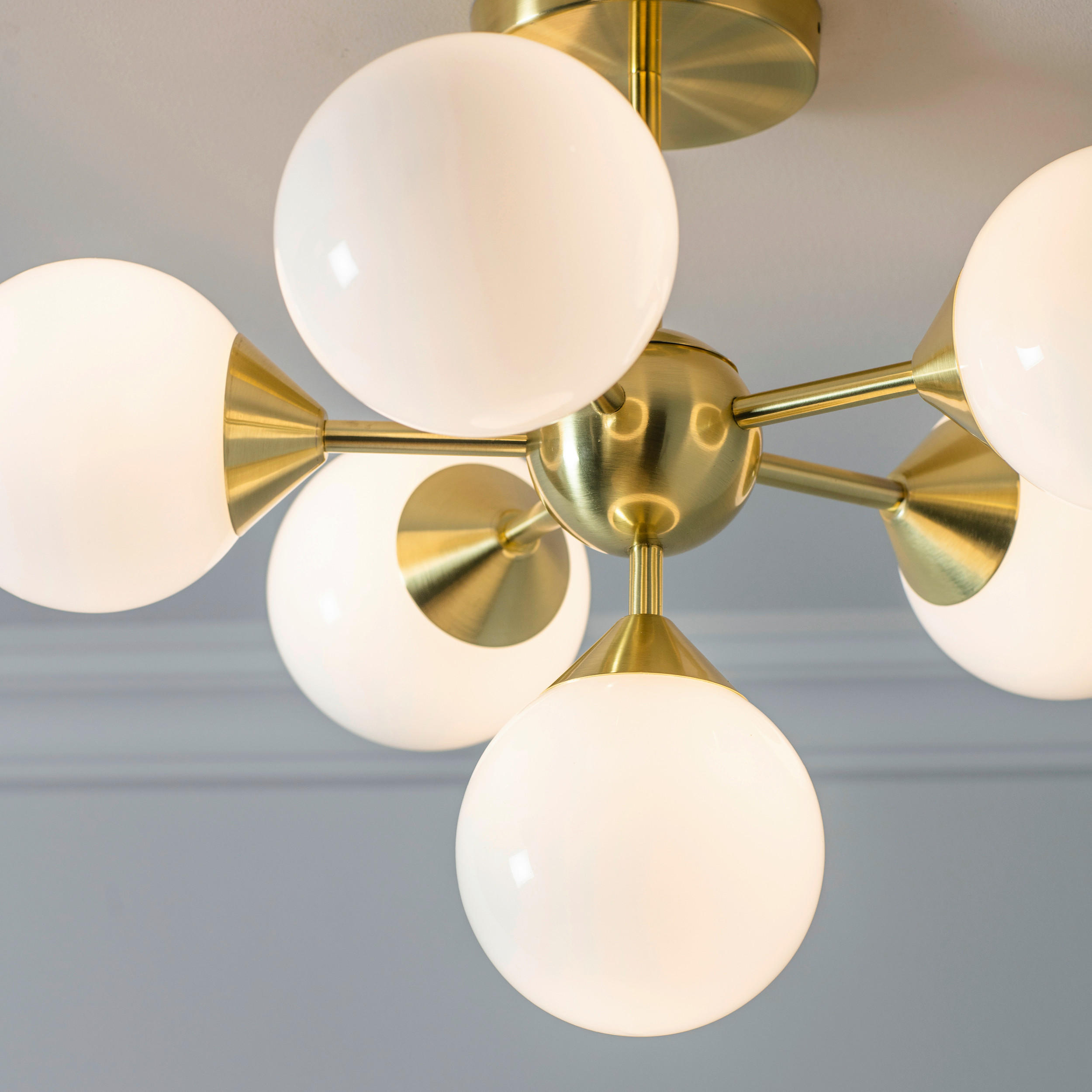 DECKENLEUCHTE Endon Oscar 49.8/37 cm   - Chromfarben/Weiß Hochglanz, KONVENTIONELL, Glas (49.8/37cm) - ENDON