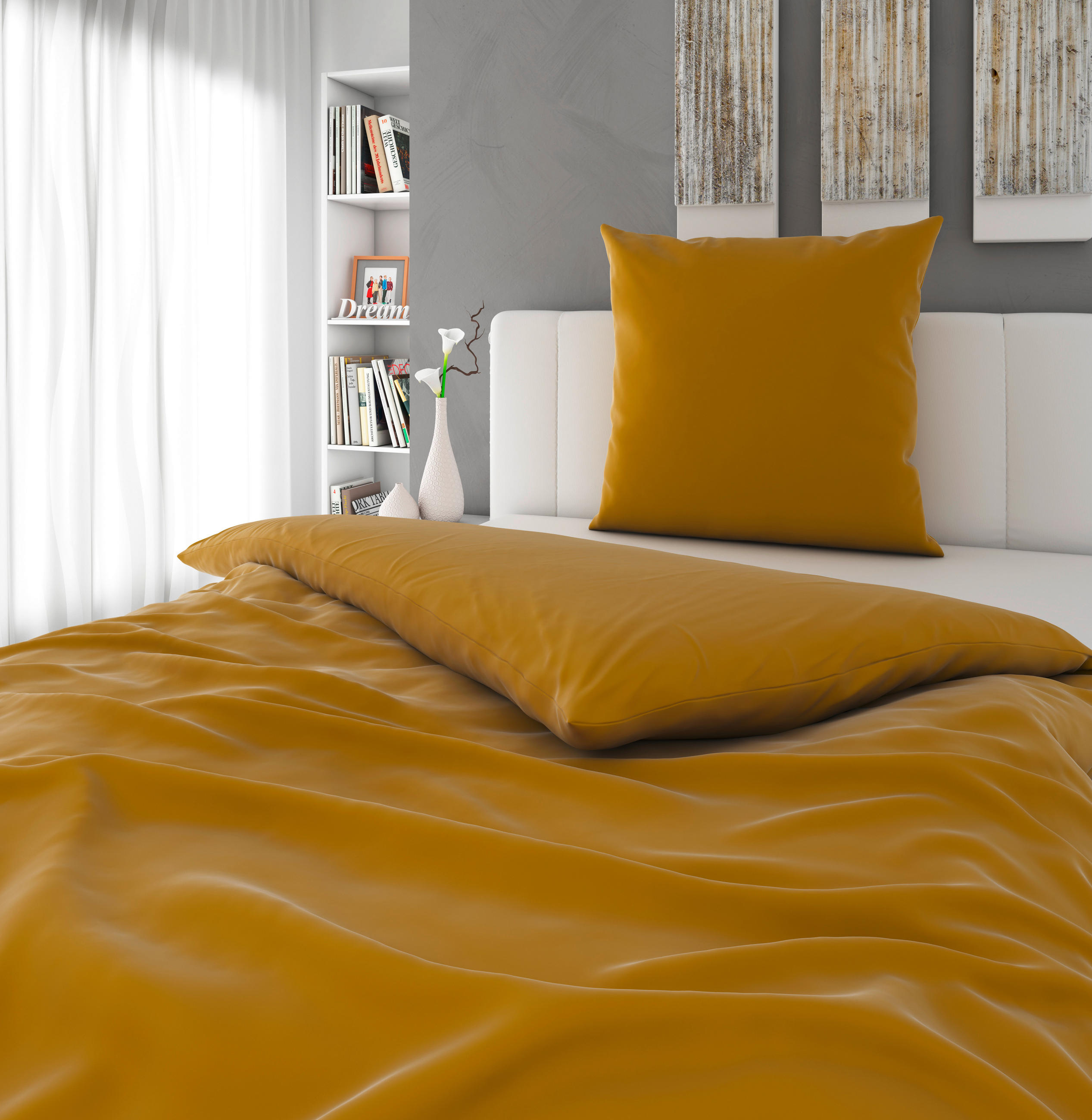 BETTWÄSCHE Satin 135/200 cm  - Goldfarben, MODERN, Textil (135/200cm) - Novel