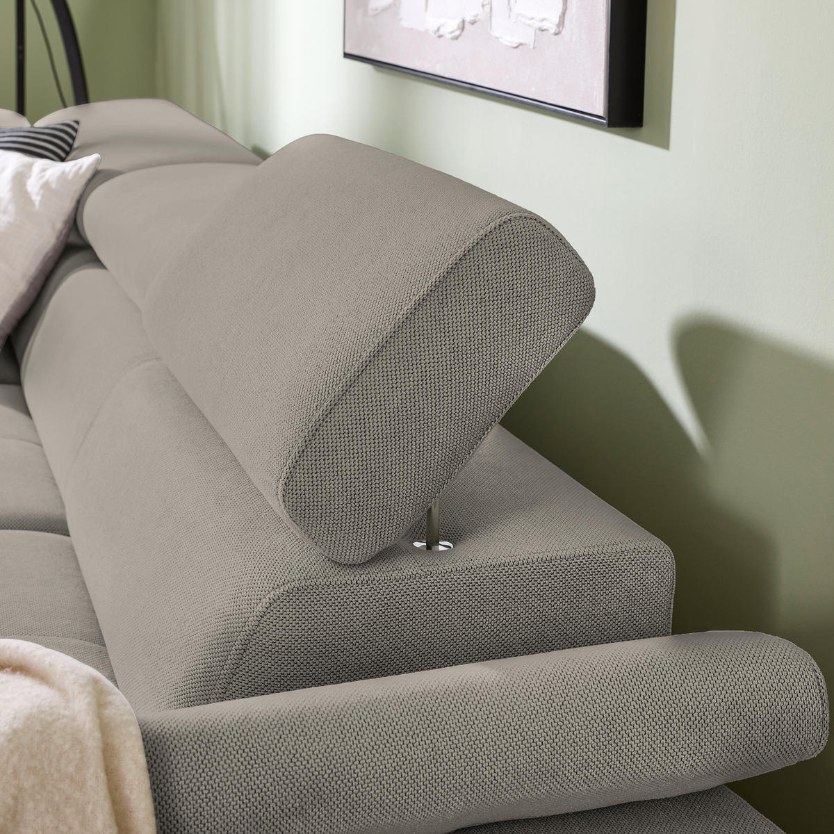 ECKSOFA inkl. Funktion COMBO Dunkelgrau Flachgewebe  - Dunkelgrau/Schwarz, Design, Textil/Metall (206/266cm) - Stylife