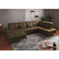 WOHNLANDSCHAFT in Echtleder Olivgrün  - Schwarz/Olivgrün, Konventionell, Leder/Metall (185/357/231cm) - Sit & More