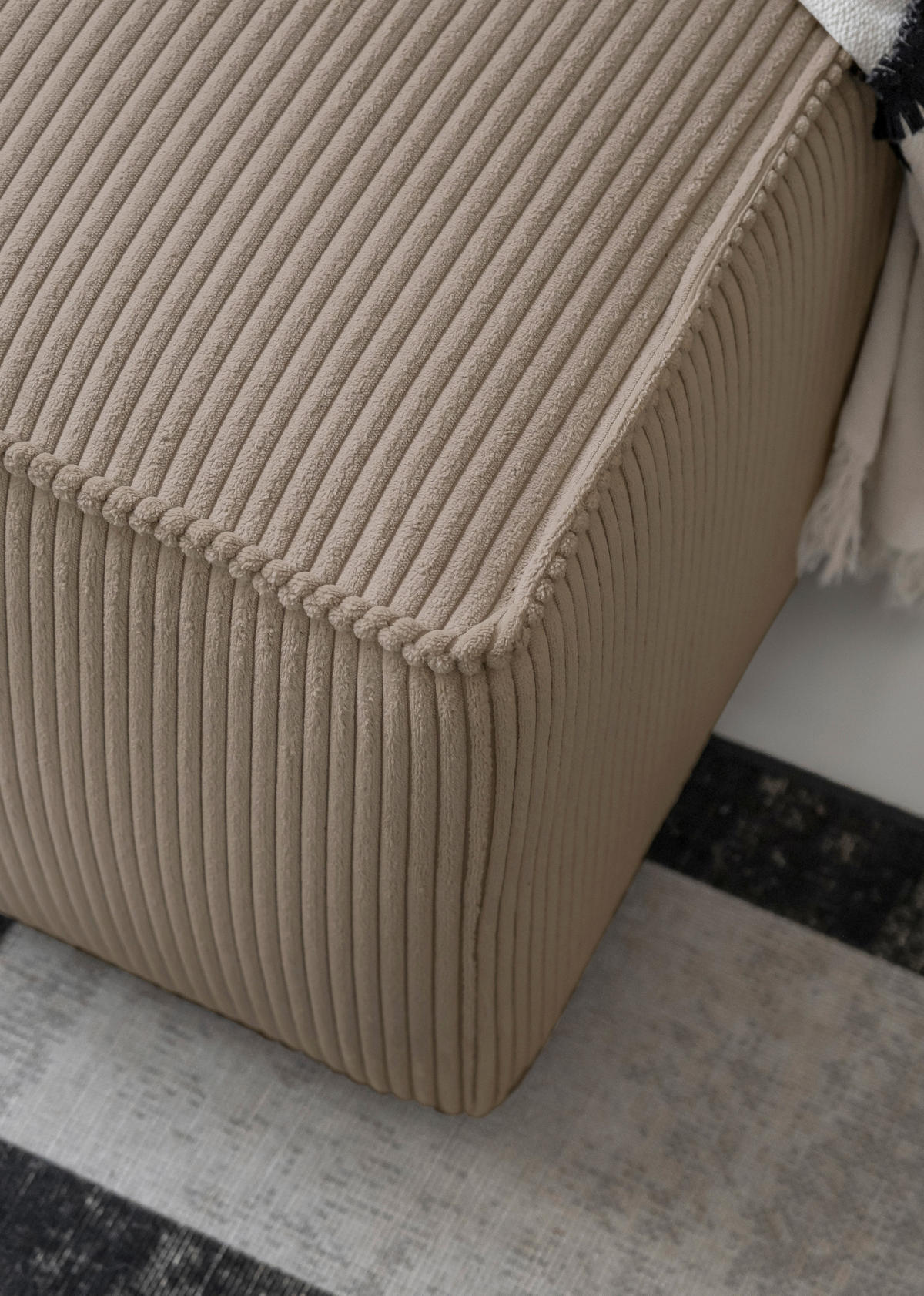 ECKSOFA Taupe Cord Rückenkissen, Bettkasten  - Taupe/Schwarz, Design, Kunststoff/Textil (247/194cm) - MID.YOU