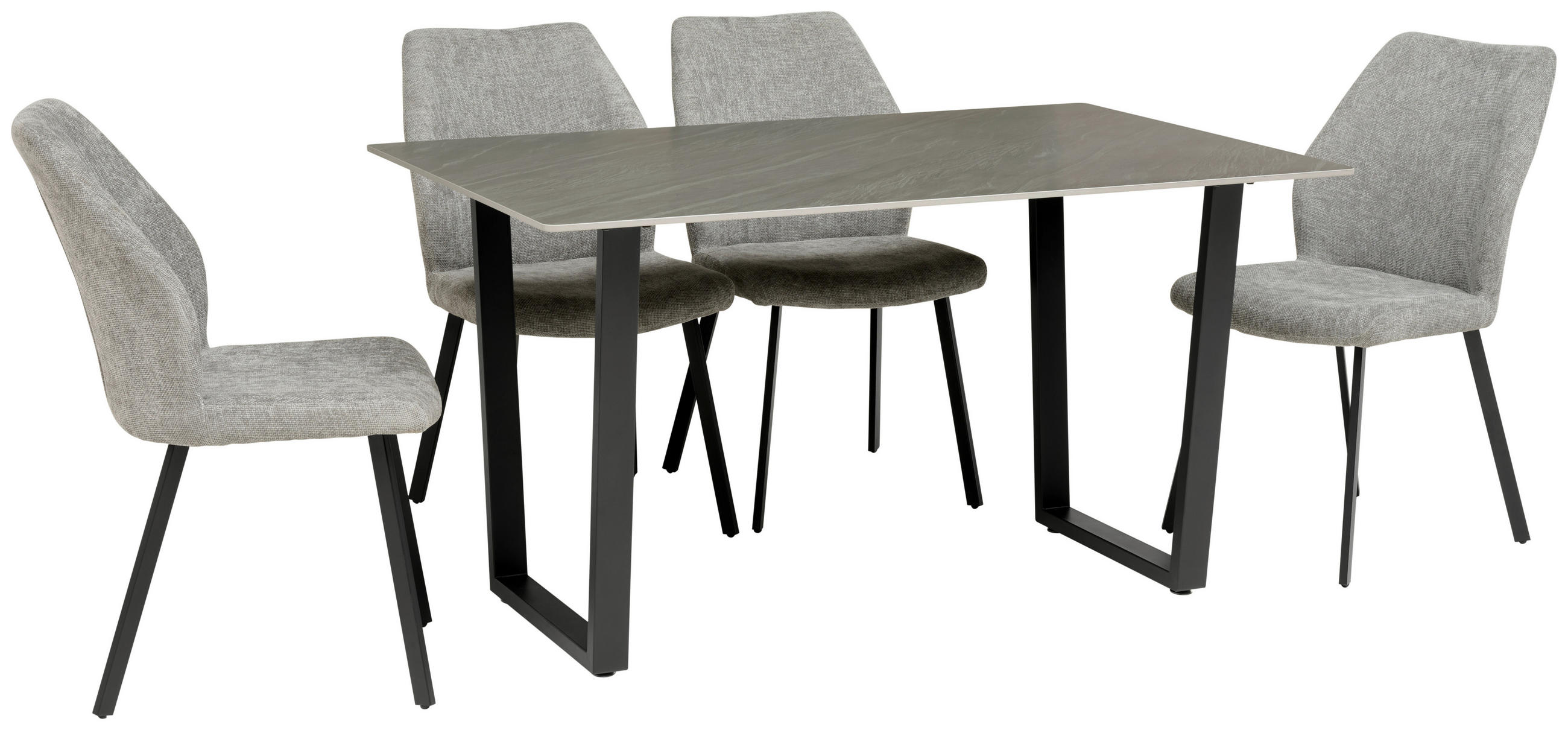 TISCHGRUPPE Dunkelgrau  - Dunkelgrau, KONVENTIONELL, Stein/Textil (90/140/76cm) - MID.YOU