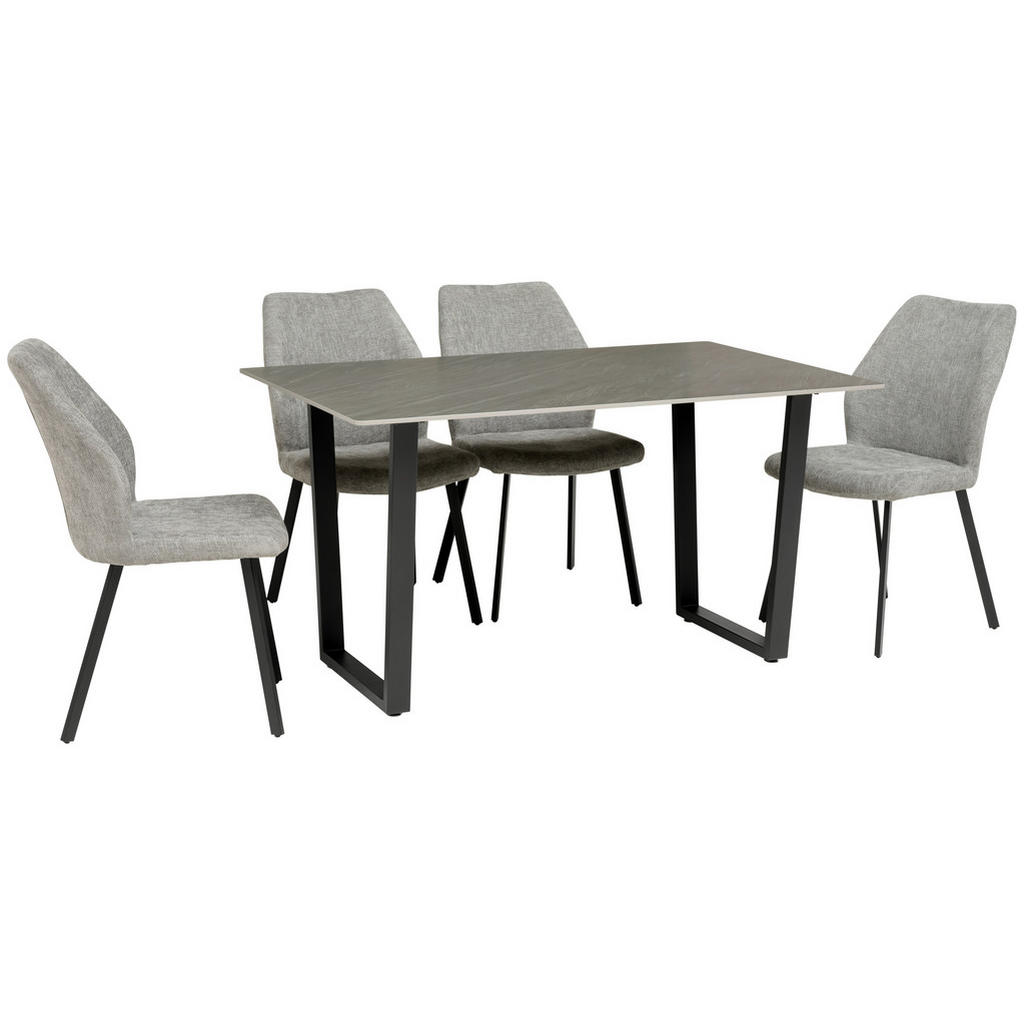 Tischgruppe Perth 5-Teilig Dunkelgrau, B: 140 cm