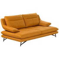3-SITZER-SOFA in Echtleder Currygelb  - Currygelb/Schwarz, Design, Leder/Metall (215/90/109-123cm) - Calia Italia