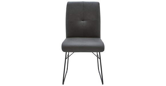 STUHL in Stahl Echtleder pigmentiert Metall, Leder, Holzwerkstoff - Anthrazit/Schwarz, Design, Leder/Holzwerkstoff (47/90/61cm) - Dieter Knoll