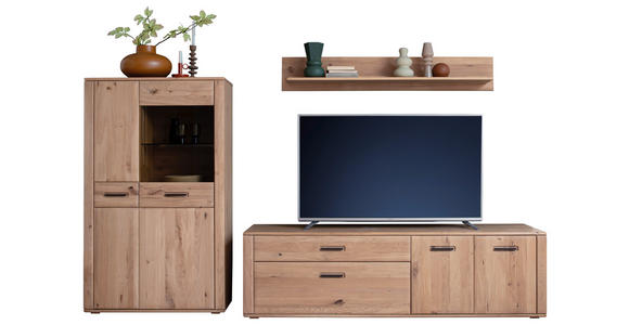 WOHNWAND 3-teilig in Eichefarben 302/179/50 cm - Eichefarben/Anthrazit, KONVENTIONELL, Glas/Holz (302/179/50cm) - Cantus