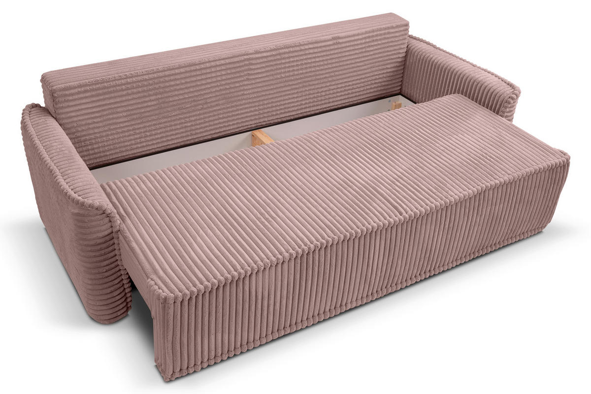 SCHLAFSOFA GRUBS  mit Cord Rosa  - Schwarz/Rosa, Basics, Kunststoff/Textil (225/96/93cm) - MID.YOU