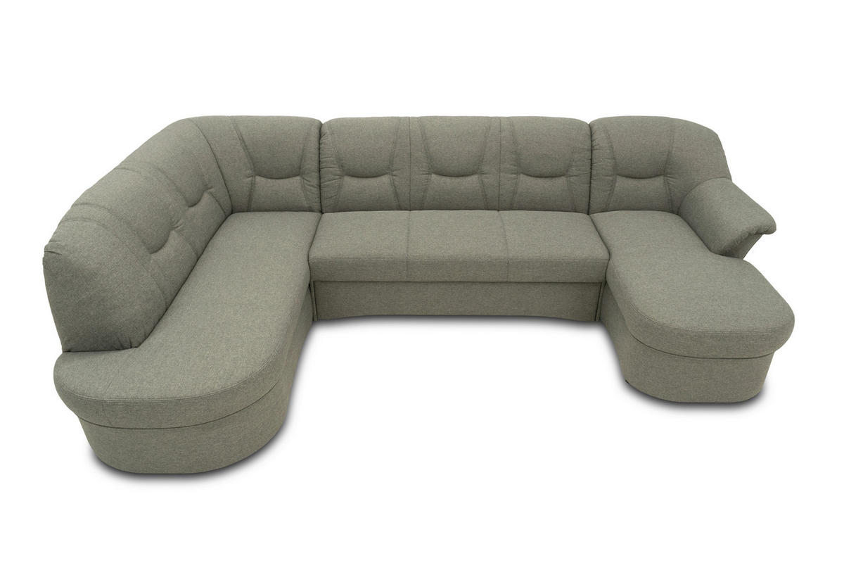 WOHNLANDSCHAFT Graubraun Mikrofaser  - Graubraun/Schwarz, KONVENTIONELL, Kunststoff/Textil (180/295/146cm) - MID.YOU