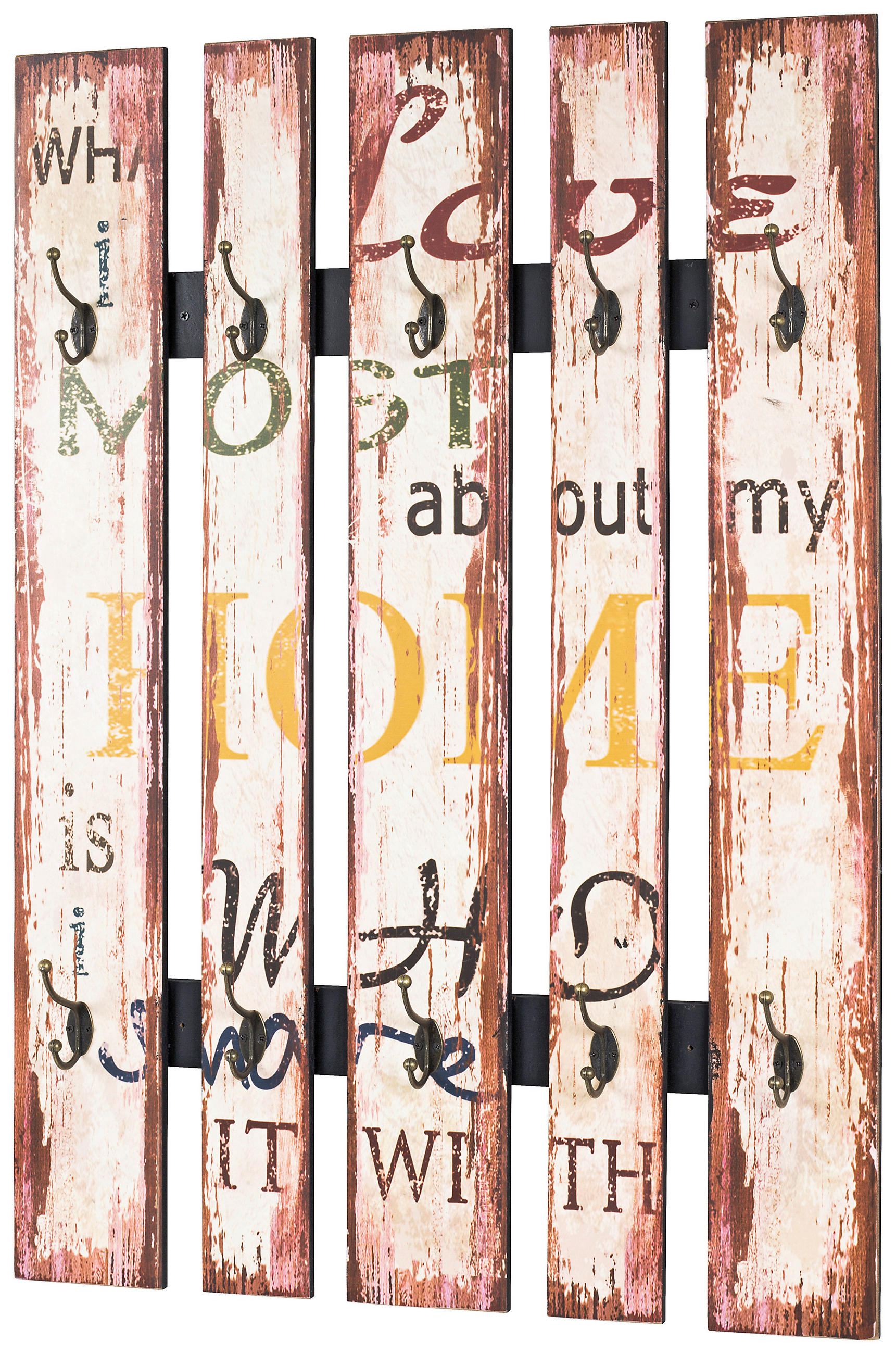 Garderobenpaneel Big Home Multicolor 10 Haken B: 70 Cm