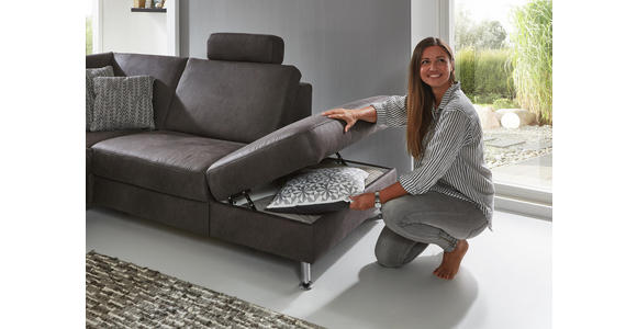 WOHNLANDSCHAFT in Textil Anthrazit - Anthrazit/Alufarben, Design, Textil/Metall (242/275cm) - Dieter Knoll