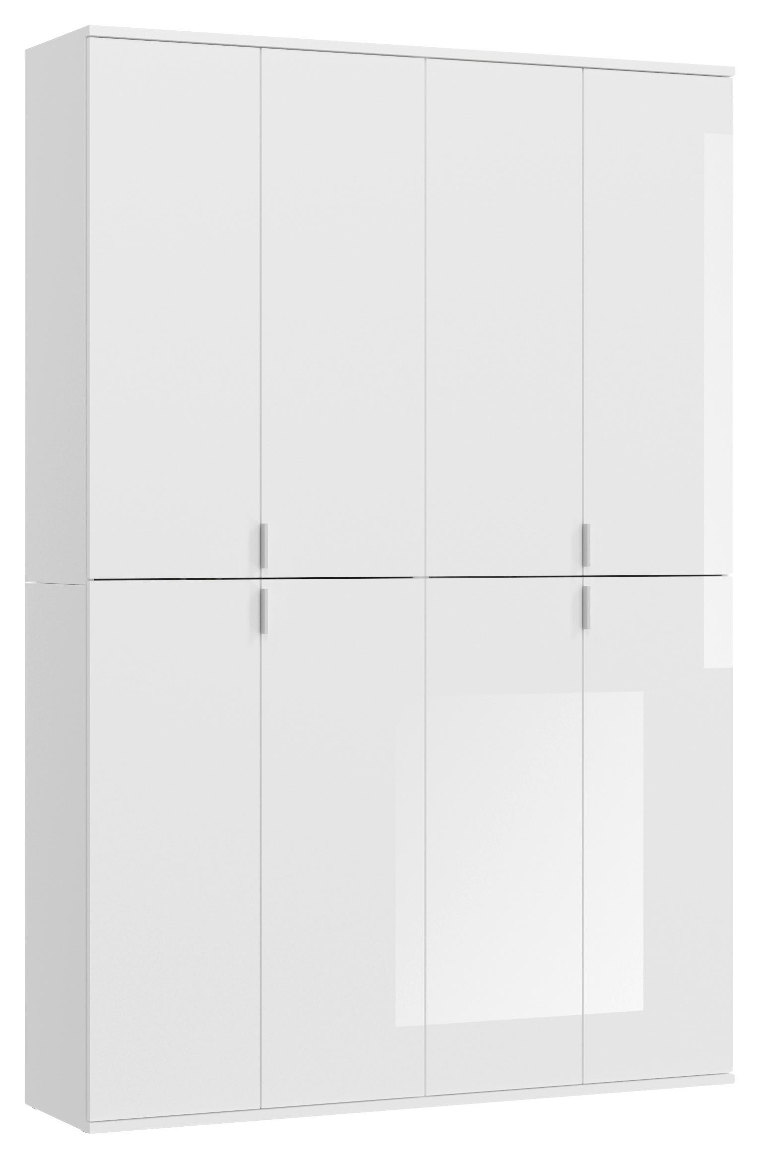 DREHTÜRENSCHRANK  in Weiß Hochglanz  - Chromfarben/Weiß Hochglanz, MODERN, Holzwerkstoff/Metall (122/193/34cm) - MID.YOU