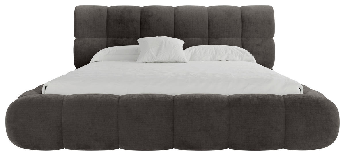 POLSTERBETT 180/200 cm,  in Dunkelgrau, Lattenrost, Bettkasten,  - Dunkelgrau/Schwarz, Design, Holz/Textil (180/200cm) - Chameo