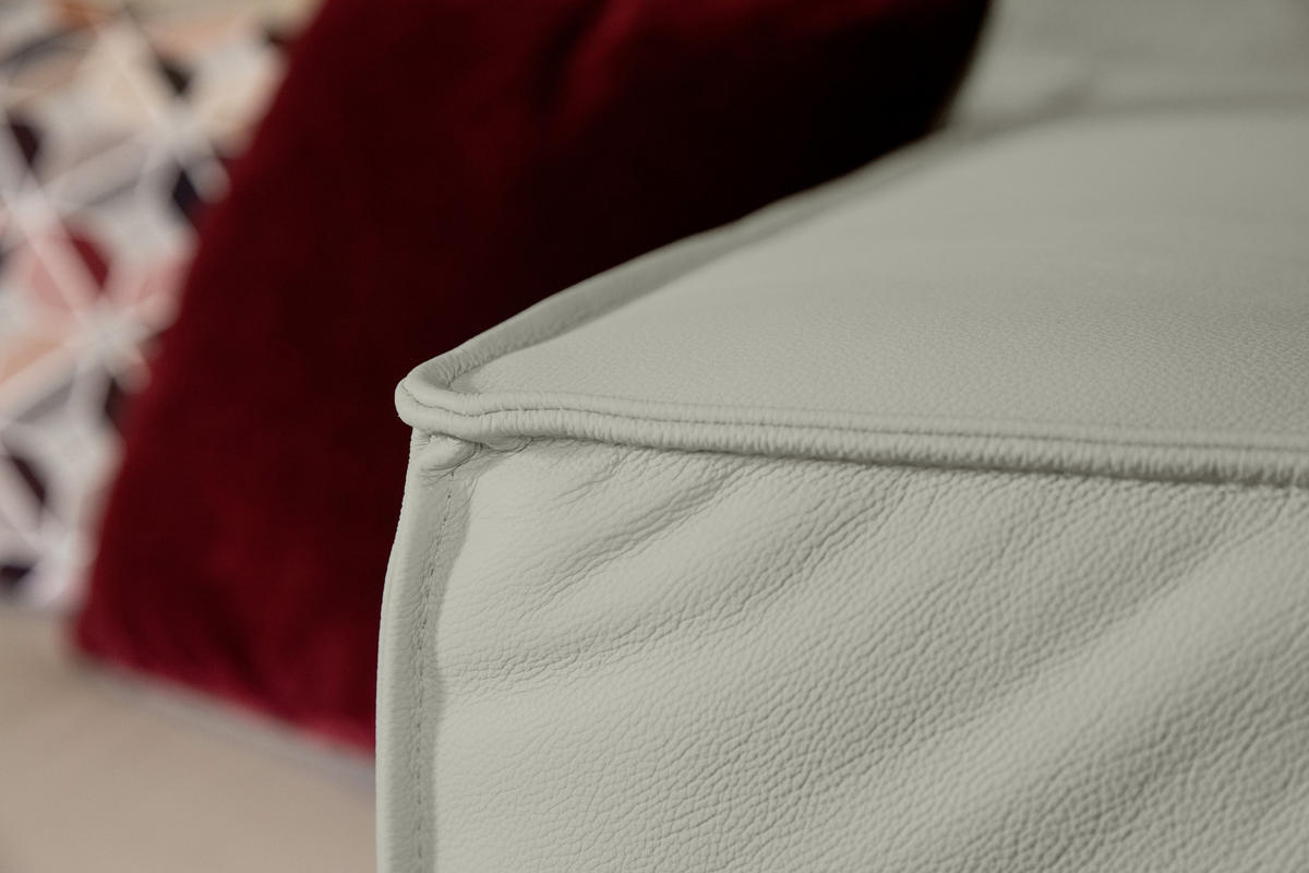 ECKSOFA around the block Weiß Echtleder  - Schwarz/Weiß, MODERN, Leder/Kunststoff (164/300cm) - Chilliano
