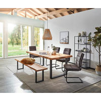 ESSTISCH in Holz 200/100/75 cm  - Wildeiche/Schwarz, Natur, Holz/Metall (200/100/75cm) - Landscape