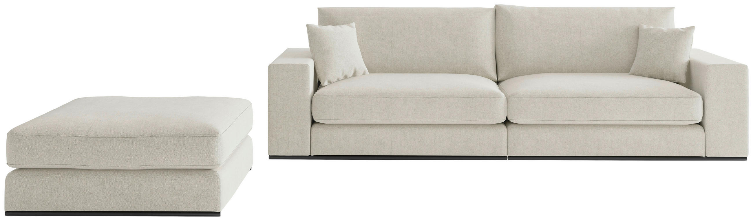 SITZGARNITUR ALBRETA Webstoff Beige  - Beige/Schwarz, Design, Holz/Textil (278/85/103cm) - Livetastic